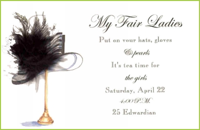 Black and White hat with feathers invitation by Stevie Streck